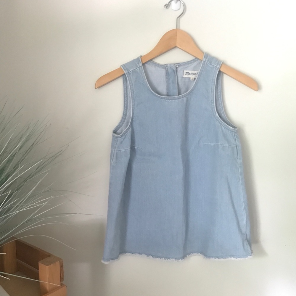 Madewell denim chambray scallop back tank top